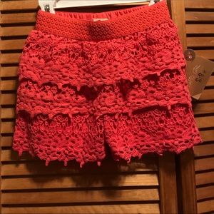 Lapis Girl Pink Layered Lace Shorts